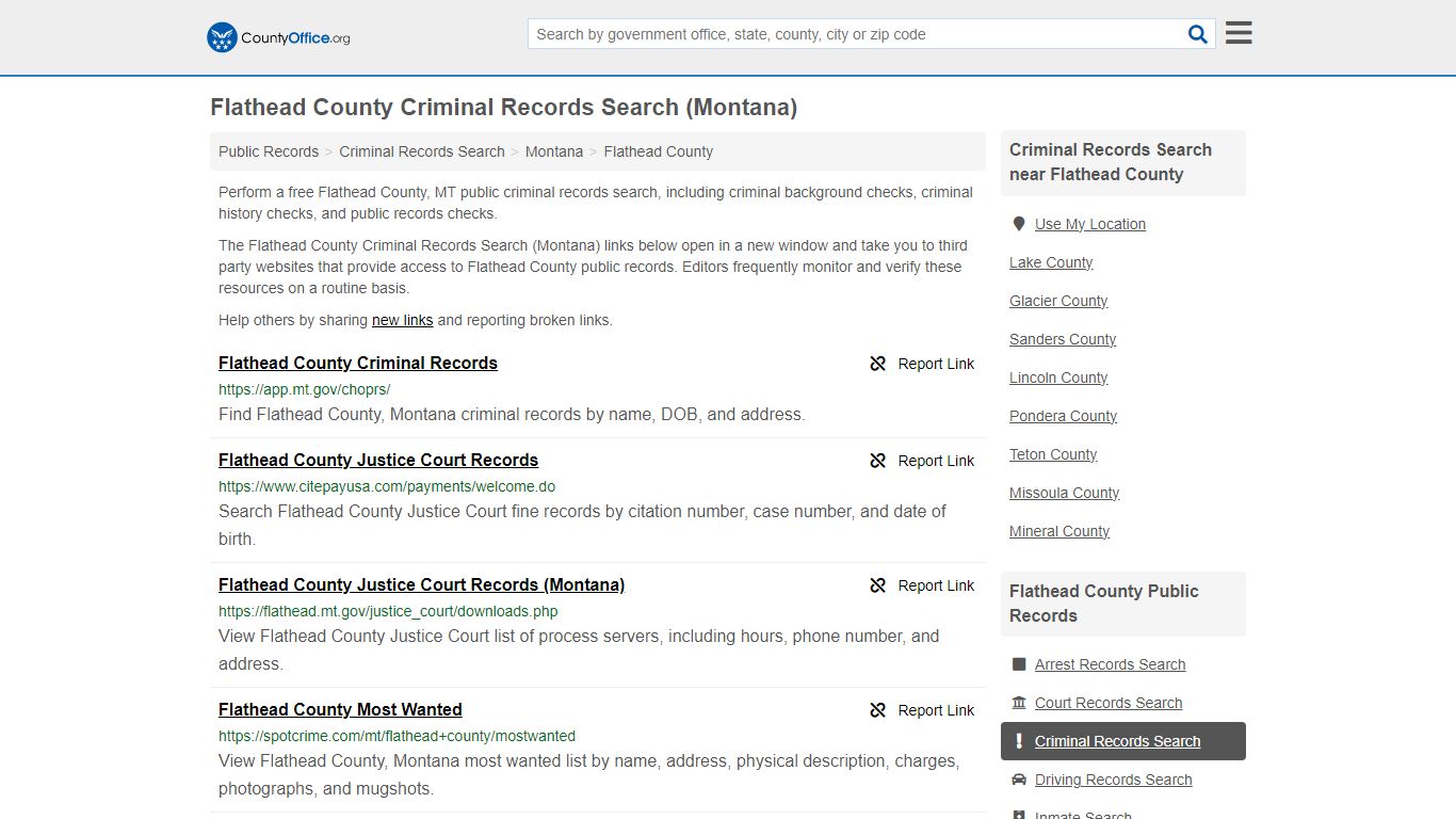 Flathead County Criminal Records Search (Montana)